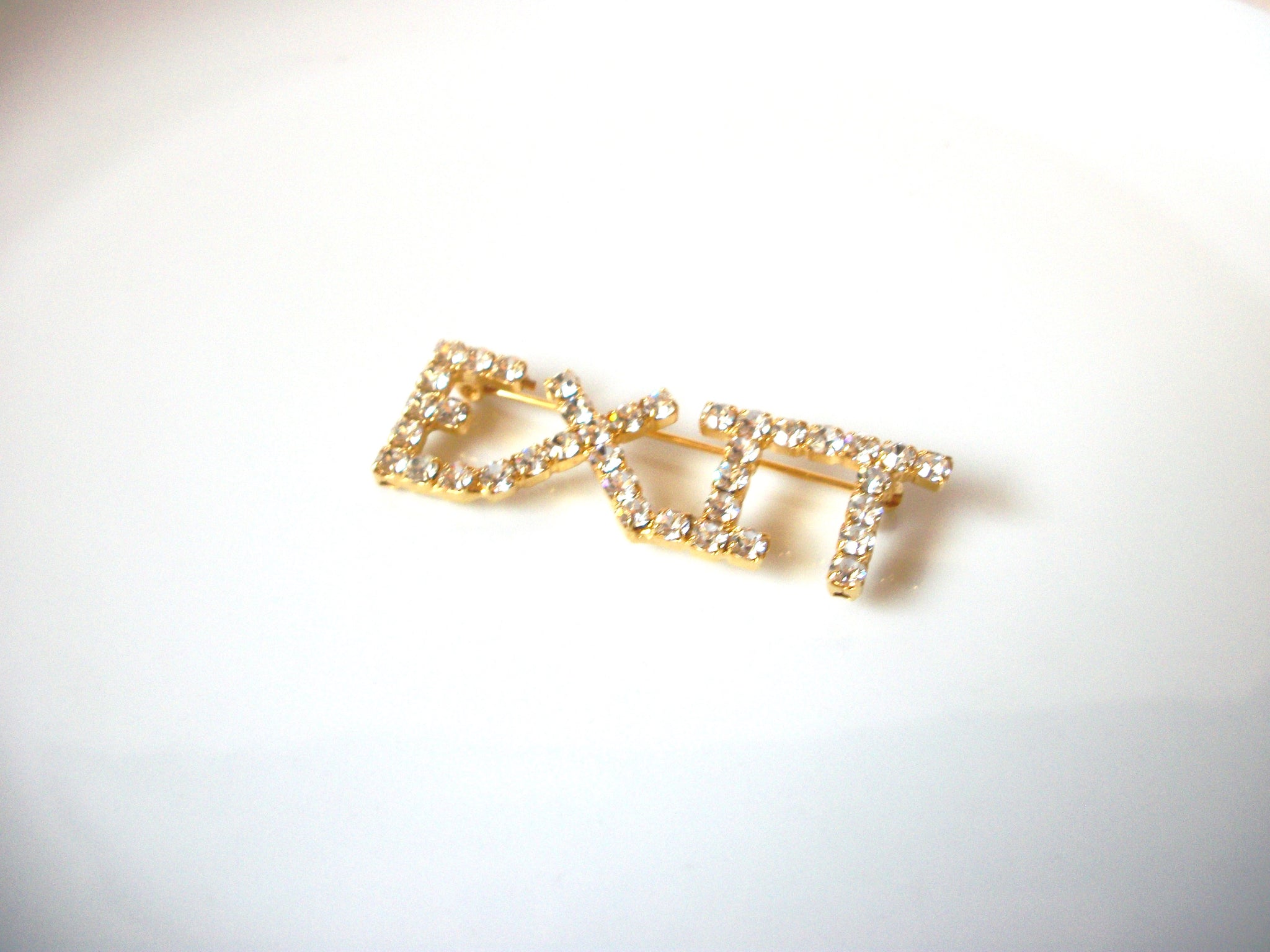 Retro Clear Rhinestone EXIT Brooch Pin 81517