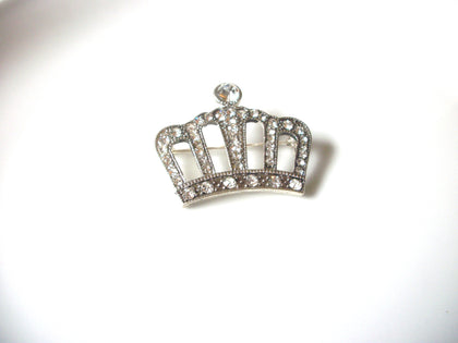 Vintage Clear Rhinestone Queen Crown Brooch Pin 81517