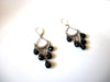 Retro Silver Toned Black Glass Dangle Earrings 81517