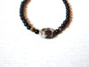 Dainty Vintage Bracelet Black Onyx Starburst Jasper Focal 7" Long 30417