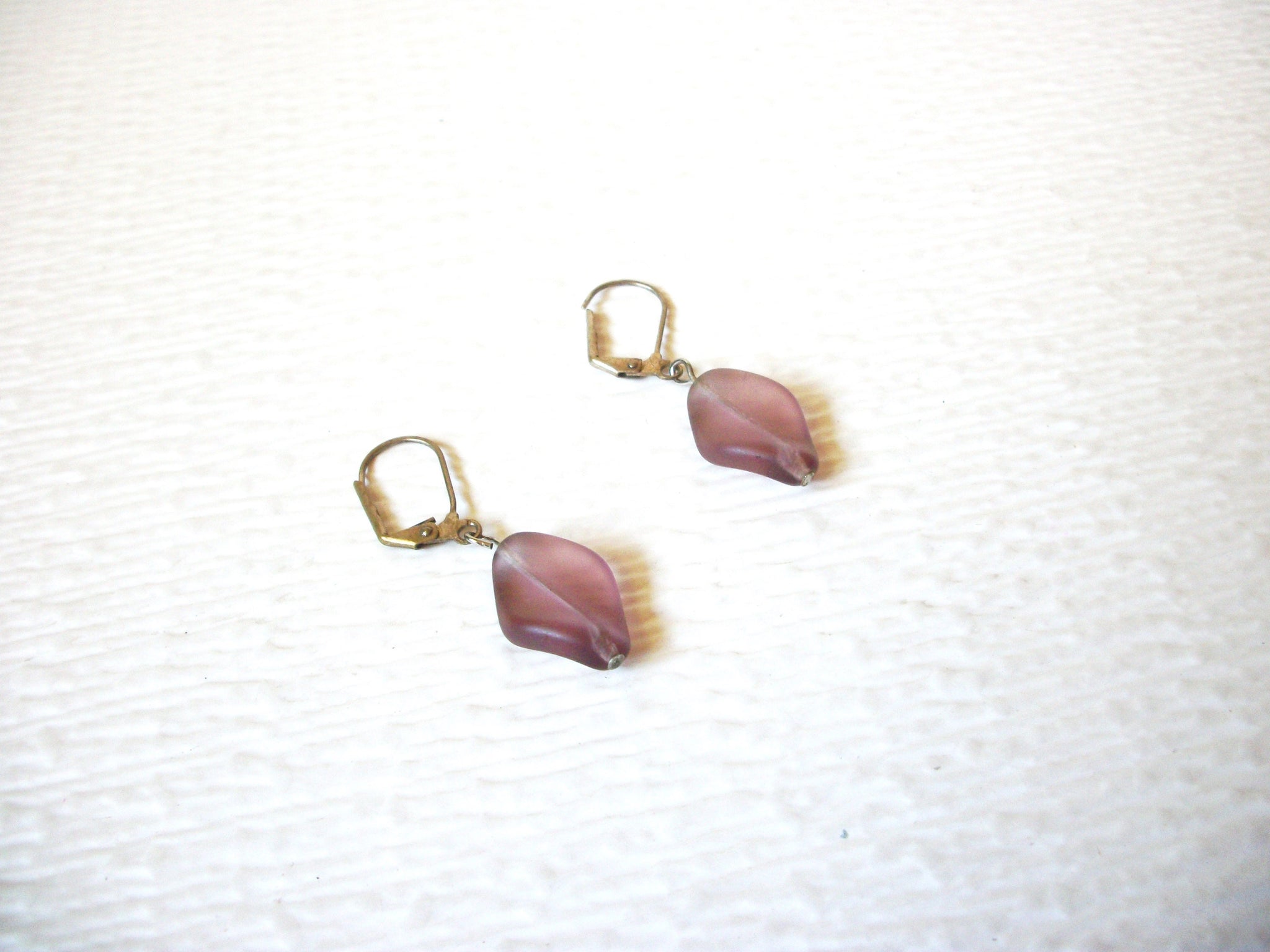 Vintage Light Plum Sea Glass Dangle Earrings 121816