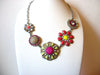 Vintage Designer Flower Bejeweled Rhinestone Necklace 123120