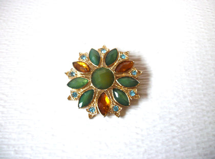 Vintage Brooch Pin Gold Toned Rhinestone Ornate 2" Long 60816