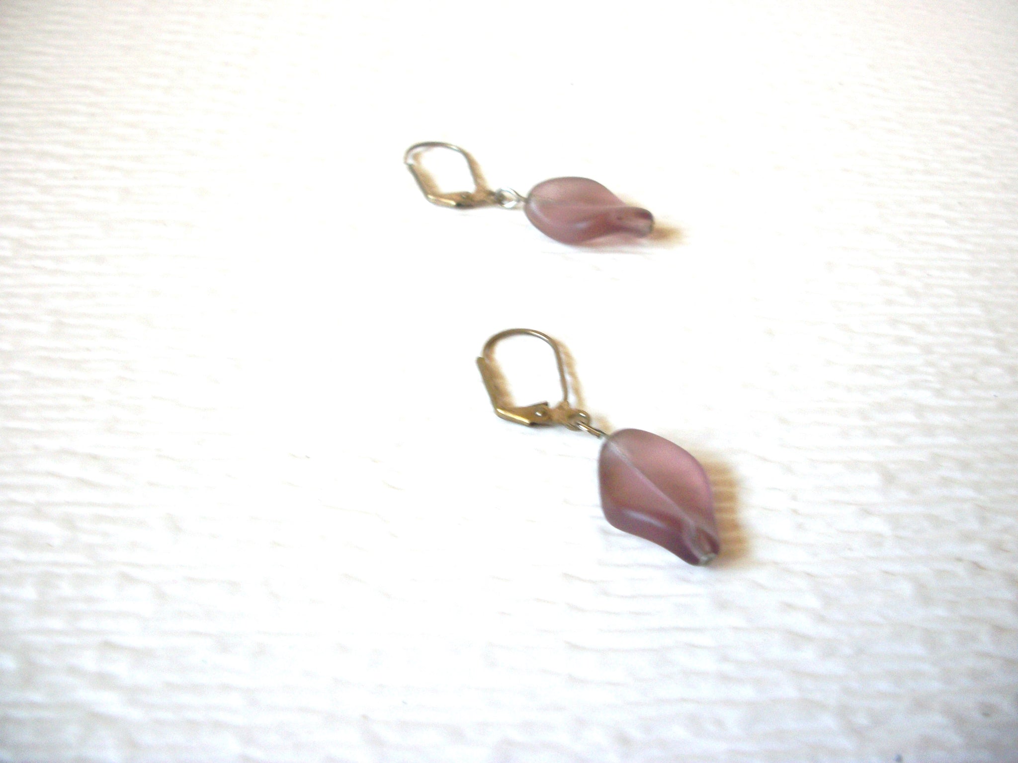 Vintage Light Plum Sea Glass Dangle Earrings 121816