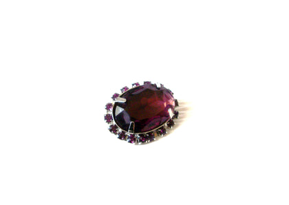 Vintage 1950s Prong Set Purple Glass Rhinestone Brooch Pin 71517