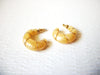 Vintage Earrings Gold Toned Intertwining Band Golden Yellow Shimmer Lucite Thicker Hoop 1 1/8" Long 62617