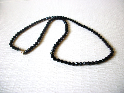 Black Faceted Czech Glass 24 Inch Vintage Necklace 91017