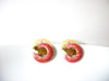 Retro Gold Coral Enameled Earrings 92117