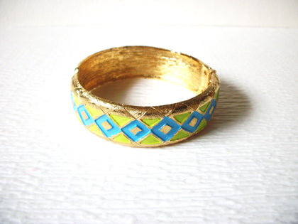 Retro Colorful 1970s Enameled Metal Bangle Bracelet 72017