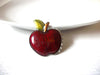 Larger Vintage AJMC Enameled Clear Rhinestone Apple Brooch 30717