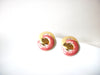 Retro Gold Coral Enameled Earrings 92117