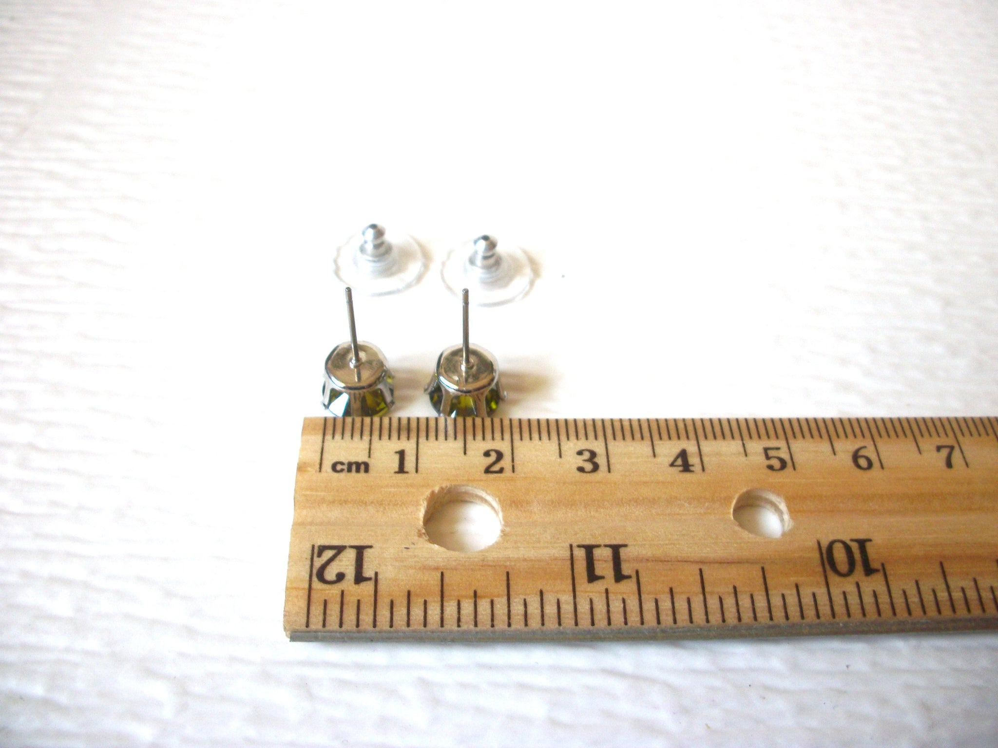 Small Light Olive Green Rhinestone Stud Earrings 5917