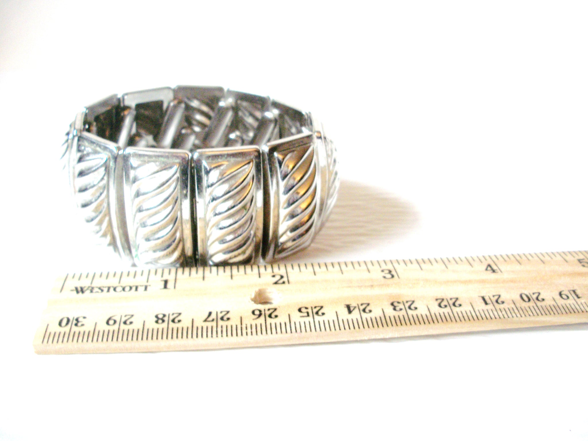 Vintage Silver Toned Wide Bracelet 22617
