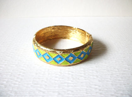 Retro Colorful 1970s Enameled Metal Bangle Bracelet 72017