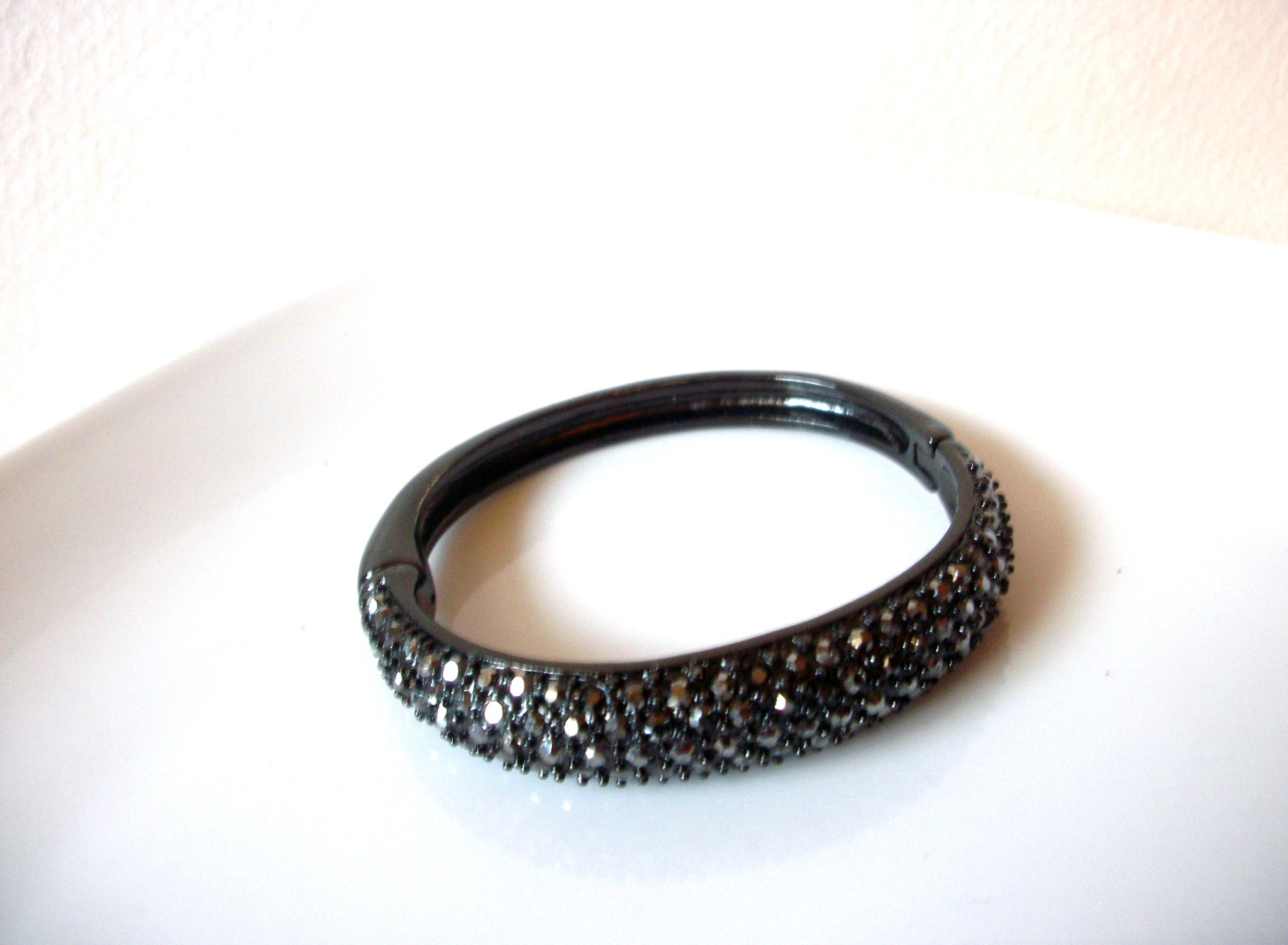 Retro Black Gray Rhinestone Clamper Bracelet 81517