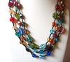 Vintage Colorful Artisan Glass Multi Strand Necklace 92517
