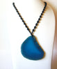 Blue Soothing Large Agate Slice Pendant Necklace 123120