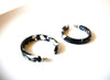 Retro Black White Acetate Tortoise Shell 2" Hoop Earrings 91617