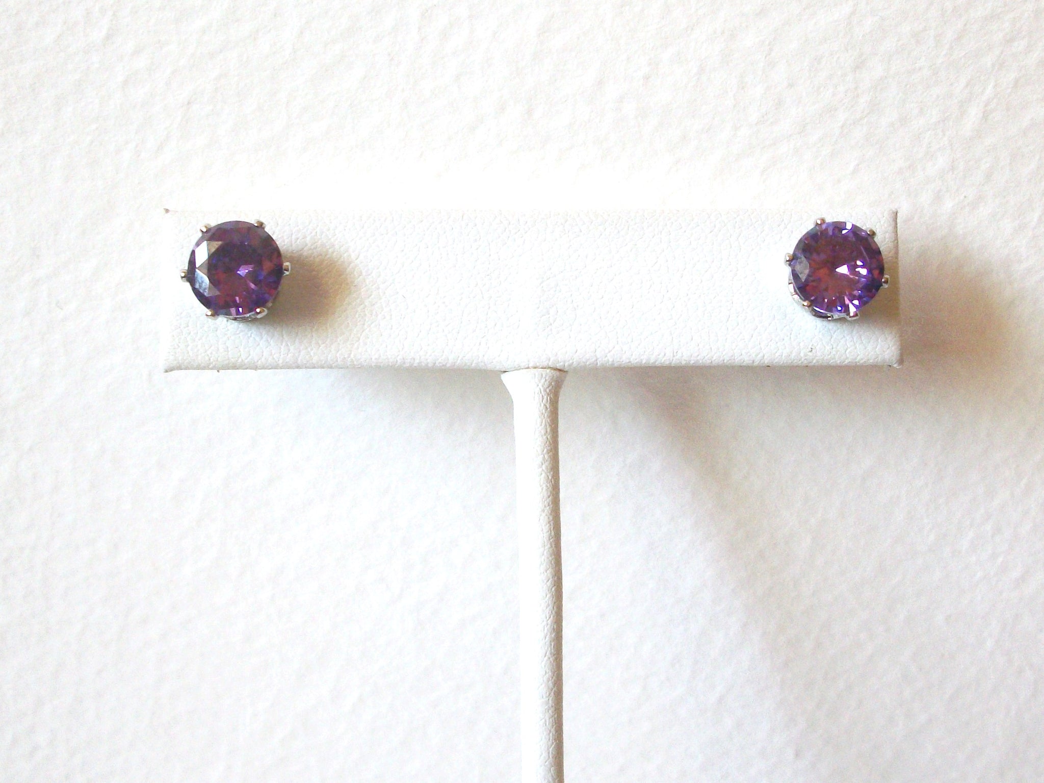 Small Amethyst Rhinestone Stud Earrings 5917