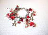 Chunky Vintage Silver Toned Hand Made Glass Charm Christmas Bracelet 22617