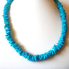 Retro Turquoise Blue Dyed Shell Chips 18" Necklace 91617