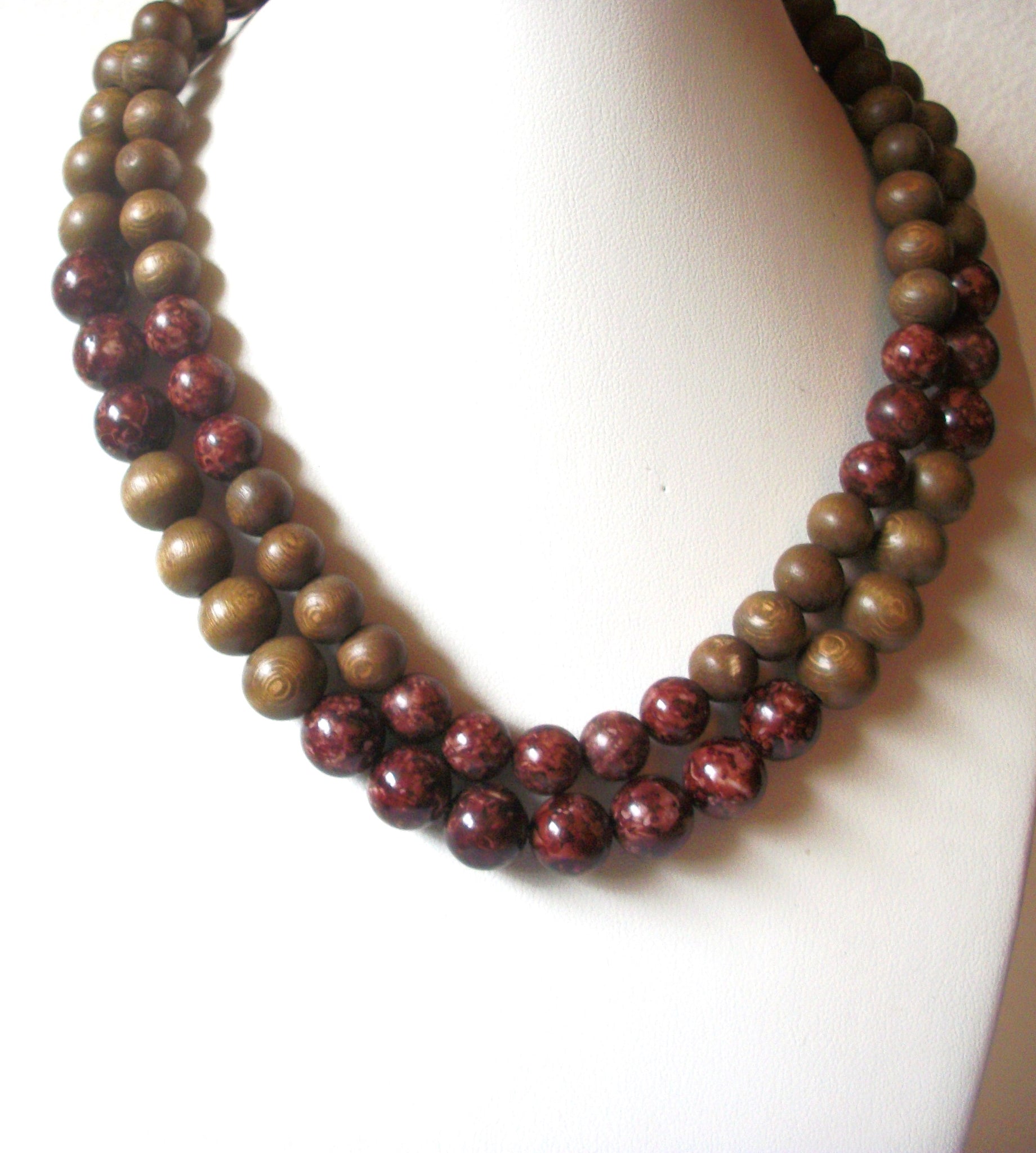 Vintage Wood Beads 18" Necklace 122916