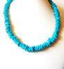 Retro Turquoise Blue Dyed Shell Chips 18" Necklace 91617