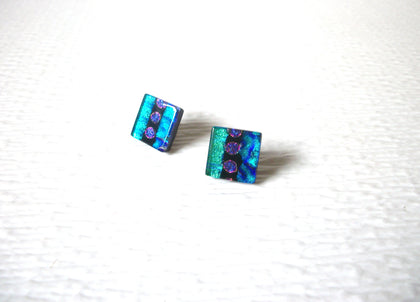 Dainty Smaller Dichroic Glass Pierced Stud Earrings 72017