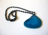 Blue Soothing Large Agate Slice Pendant Necklace 123120