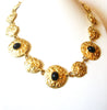Vintage Gold Toned Black Necklace Earrings Set 123120