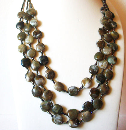 Hand Made One Of A Kind Moss Agate Glass Multi Strand Necklace 91617