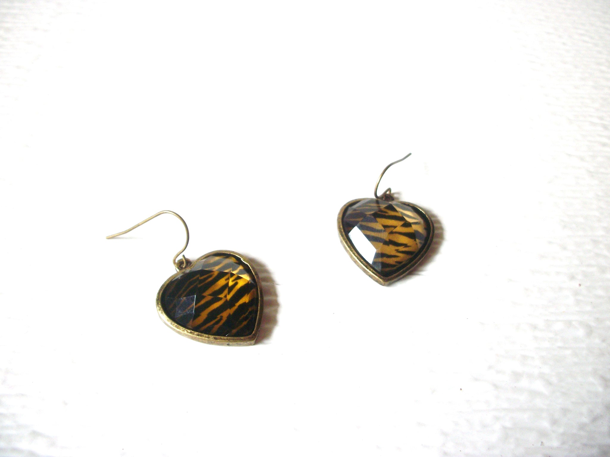 Retro Animal Print Heart Shaped Earrings 123116