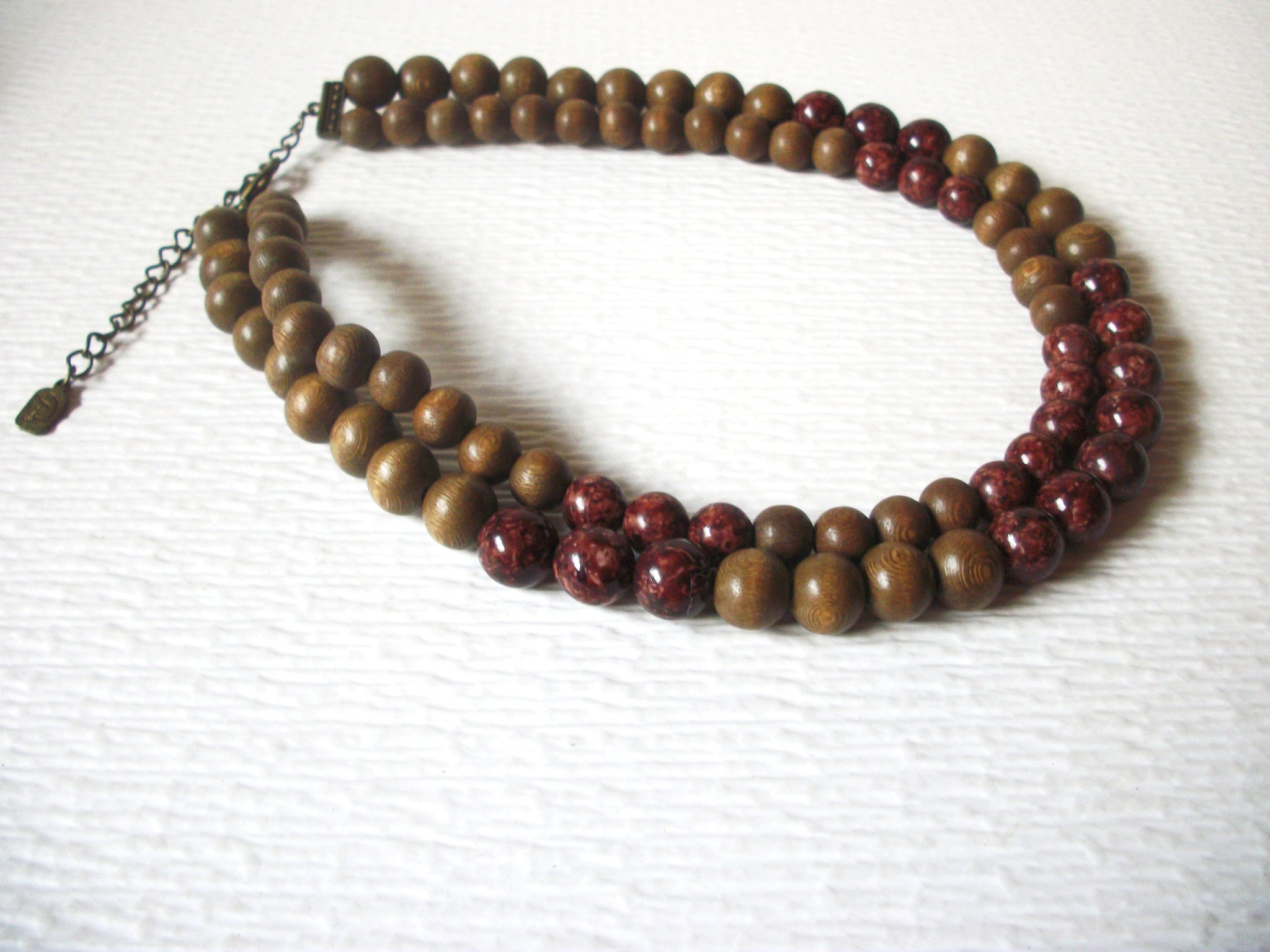 Vintage Wood Beads 18" Necklace 122916