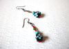 Vintage Hand Made Flower Glass Dangle Earrings 92216