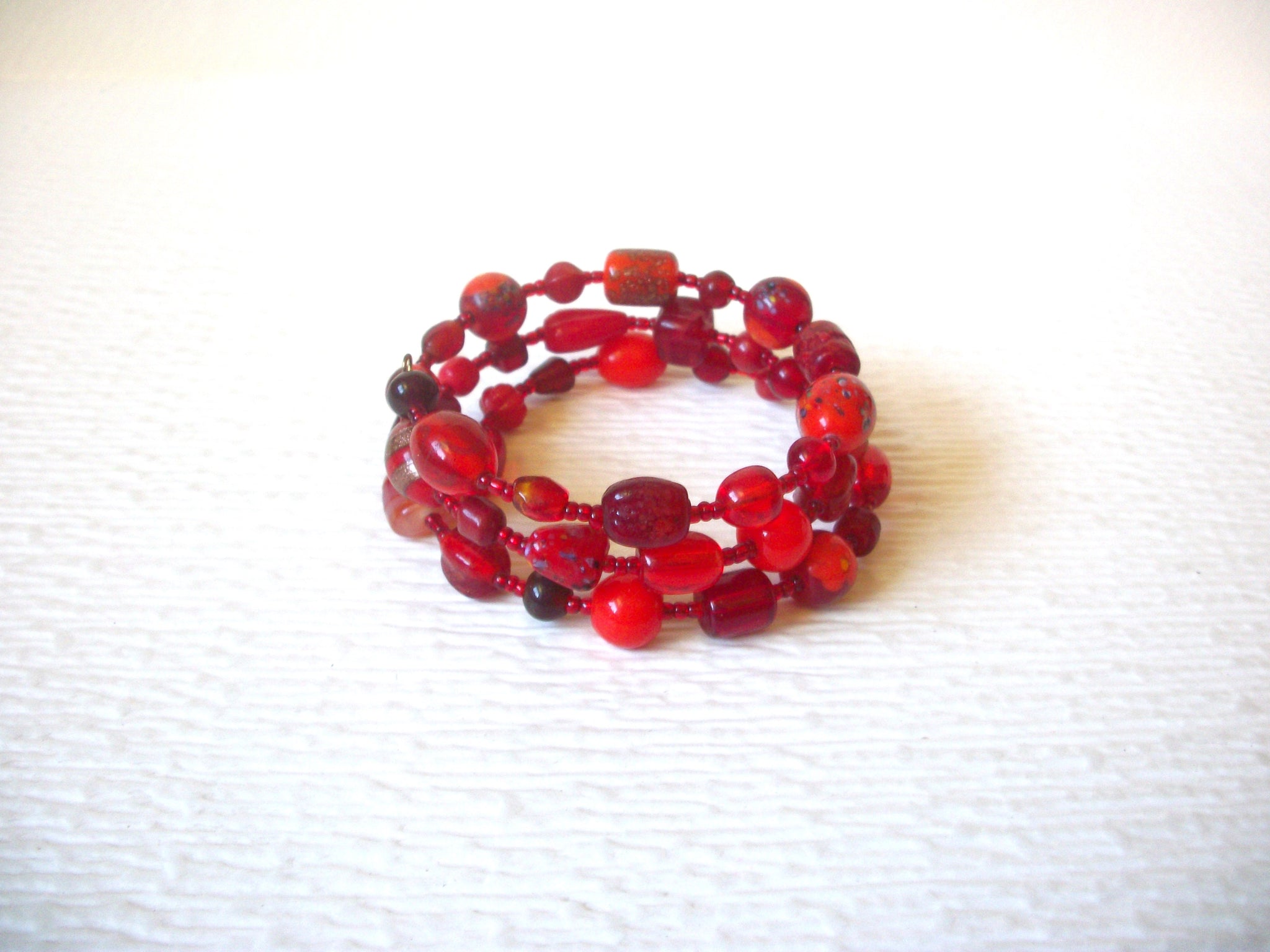 Vintage Red Glass Bracelet 121816