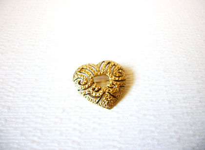 Vintage Gold Toned Filigree Heart Brooch Pin 121216