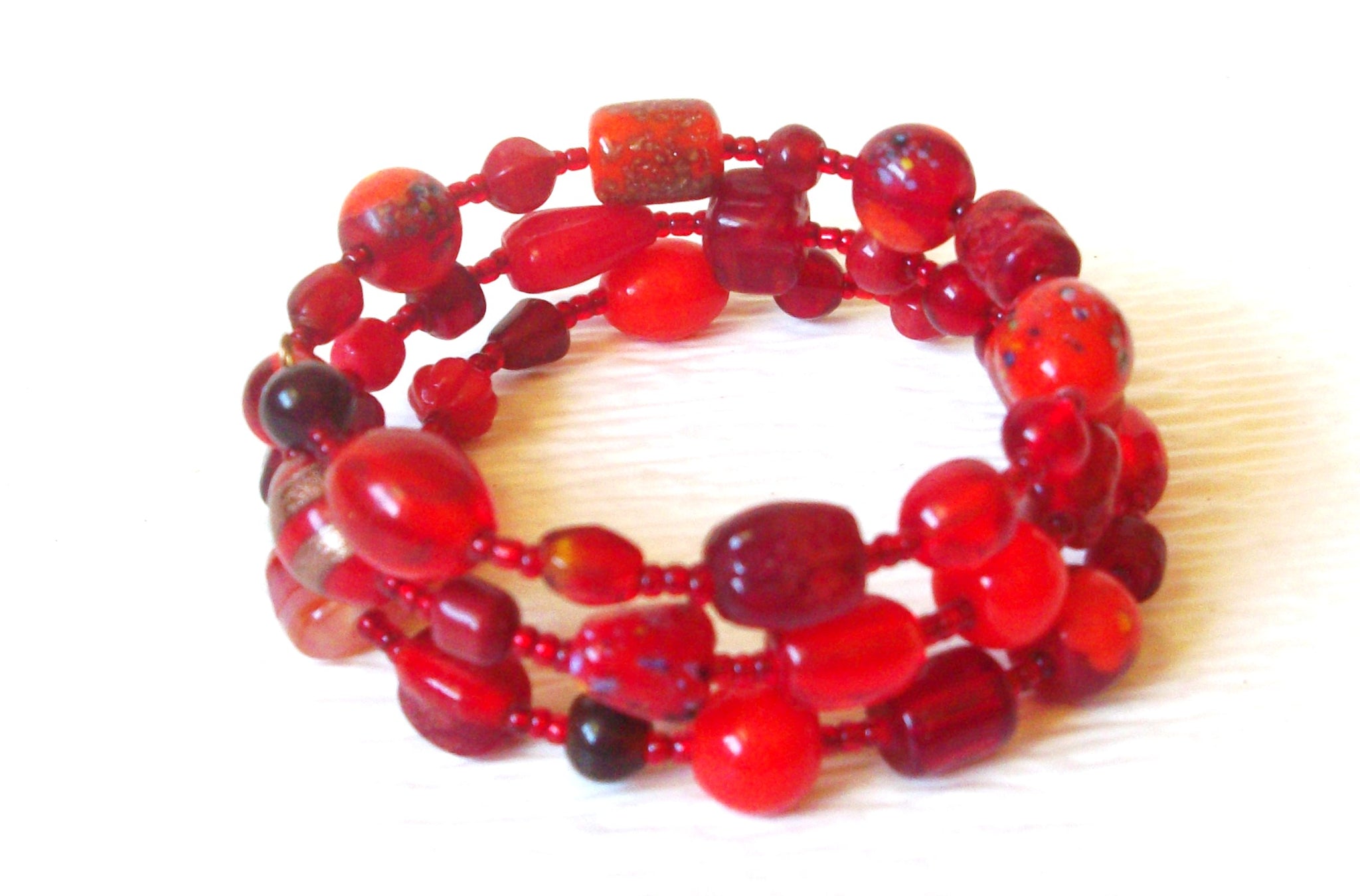 Vintage Red Glass Bracelet 121816