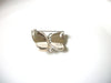 MONET Vintage Mother Of Pearl Clear Rhinestone Brooch Pin 92017