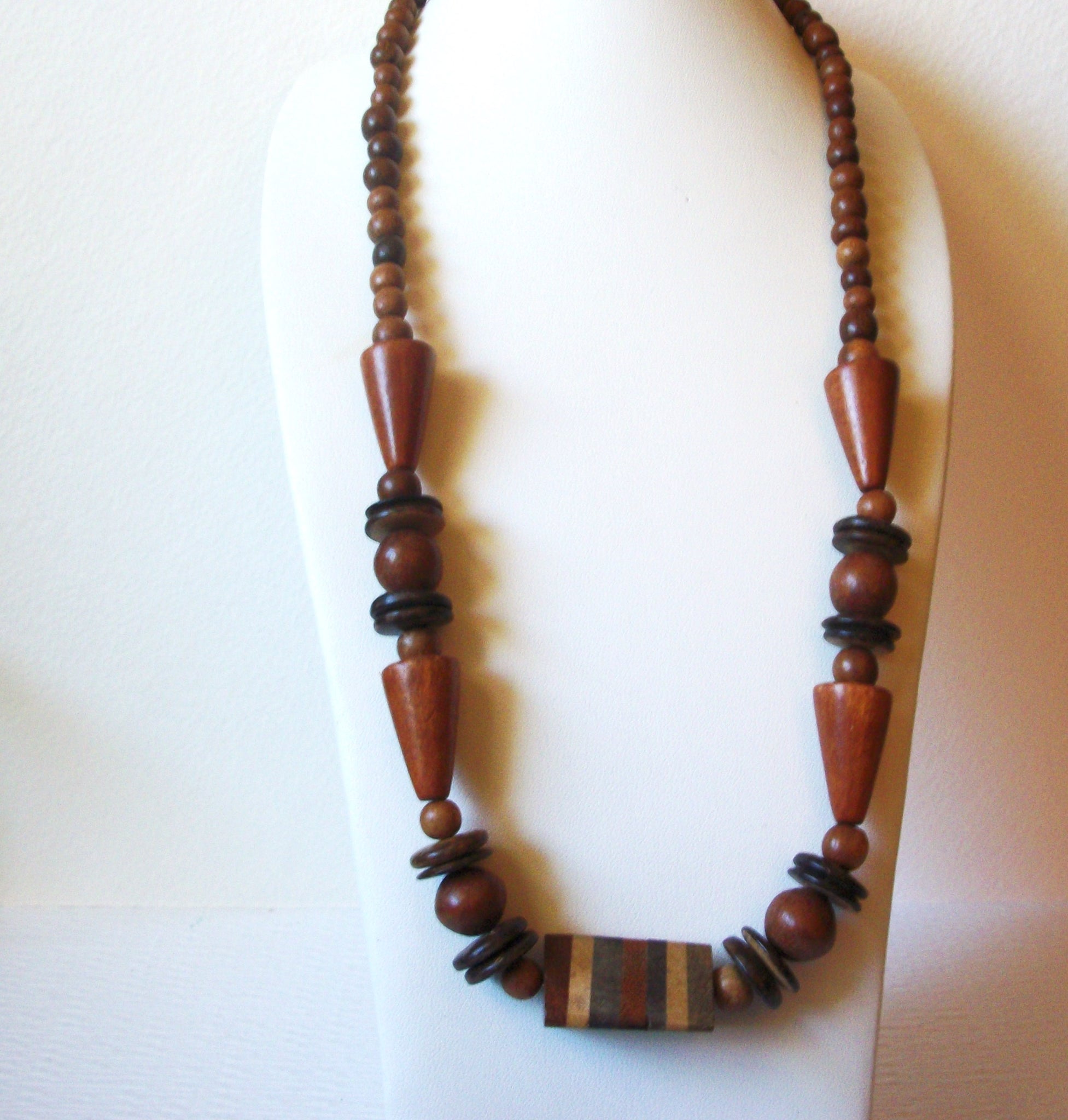 Vintage Chunky Organic Natural 26" Wood Necklace 122916