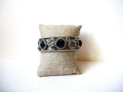 Retro Silver Black Glass Inlay Bracelet 122920