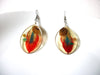 Vintage Pressed Flower Leaves Glass Dangle Earrings 92816