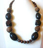 Chunky Rustic Bohemian 1980s Wood Beaded Necklace 123120