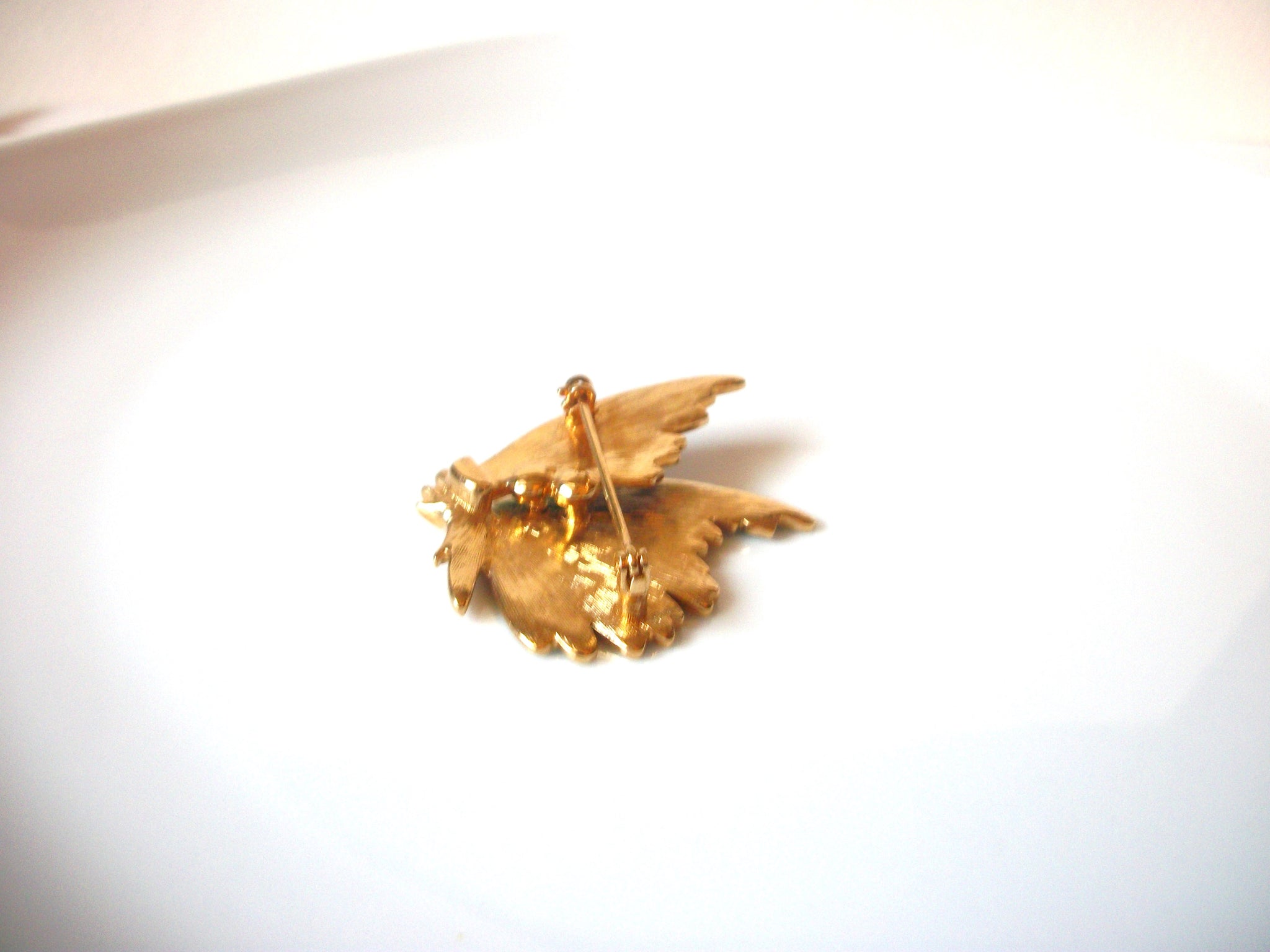 Vintage Gold Green Butterfly Brooch Pin 81517