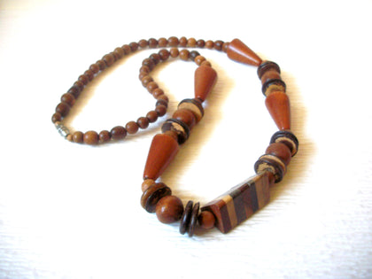 Vintage Chunky Organic Natural 26" Wood Necklace 122916