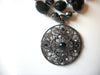 Mad Woman Chunky Silver Plum Black Rhinestone Pendant Necklace 91517