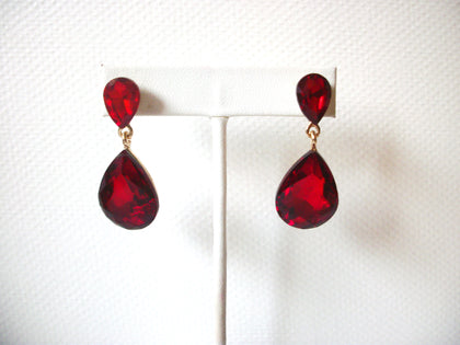 Retro Faceted Glass Red Teardrop Dangle Earrings 9216