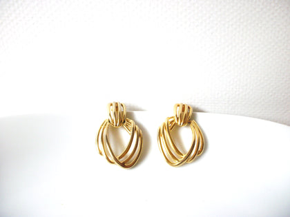 Vintage Gold Toned Open Cut Design Doorknocker Earrings 92017