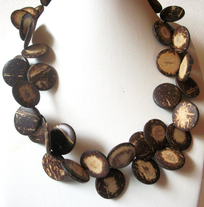 Vintage Exotic Nuts Wood 18" Chunky Design Necklace 82217