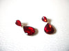 Retro Faceted Glass Red Teardrop Dangle Earrings 9216