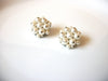 Vintage White Glass Pearl Cluster Clip On Earrings 80417